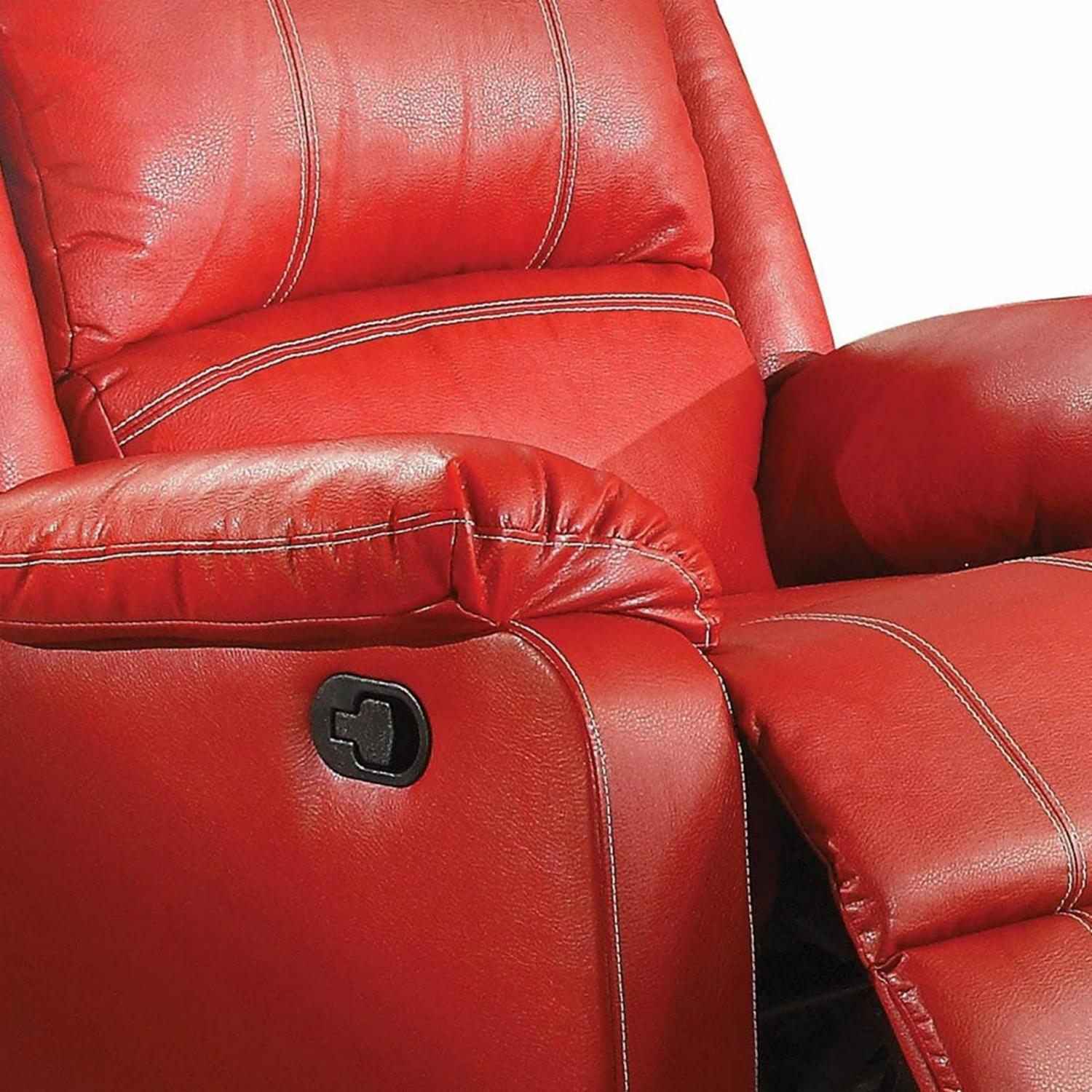 40 Inch Metal Rocker Recliner Chair-Contoured Seat-Red - Image 3
