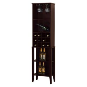 Benzara Well Designed Elegant Wine Bar With Wine Racks, Brown