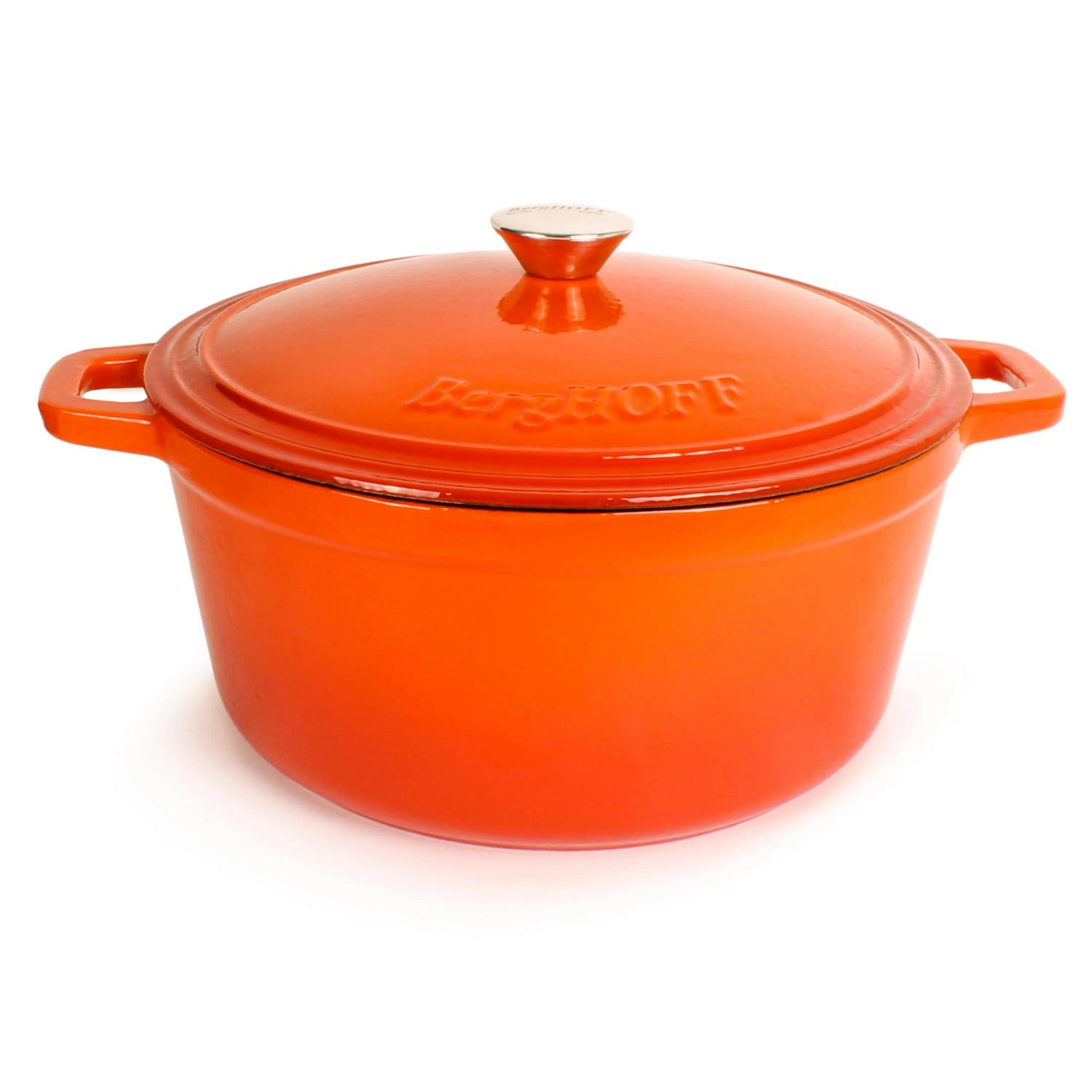 BergHOFF Neo Cast Iron 7qt. Round Dutch Oven 11" with Lid, Orange