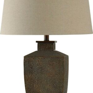 Berkshire Table Lamp - Brown Finish - White Hardback Fabric Shade - Style A