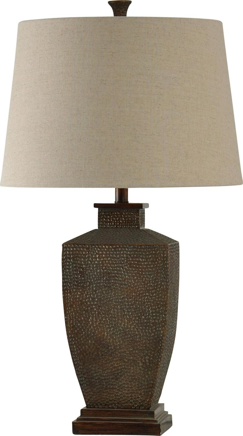 Berkshire Table Lamp - Brown Finish - White Hardback Fabric Shade - Style A