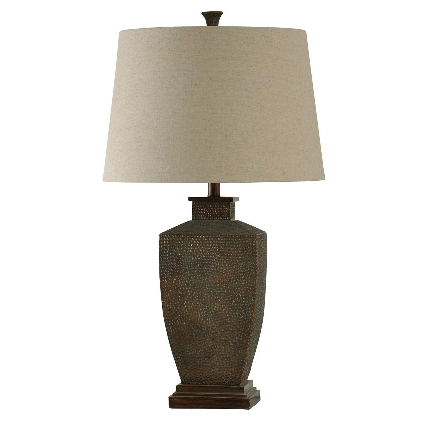 Berkshire Table Lamp - Brown Finish - White Hardback Fabric Shade - Style A - Image 2