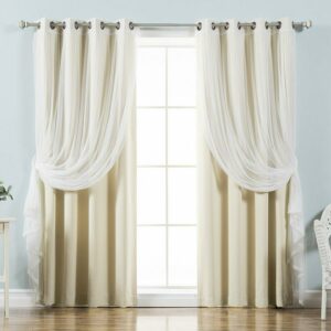Best Home Fashion Mix &Amp; Match Tulle Sheer Lace Blackout Curtain - Set Of 4