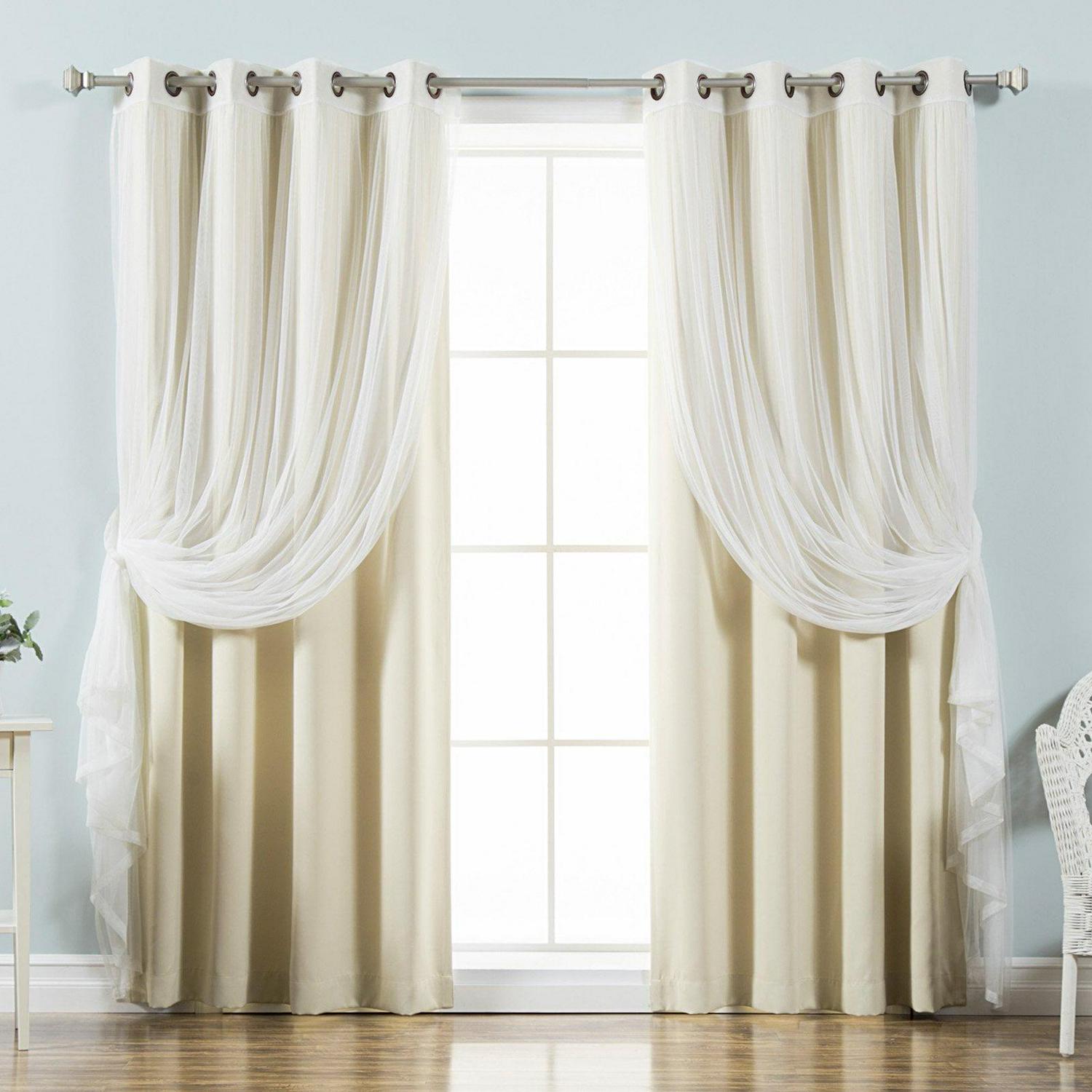 Best Home Fashion Mix &Amp; Match Tulle Sheer Lace Blackout Curtain - Set Of 4