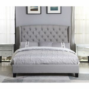 Best Master Furniture Jackman California King Traditional Fabric Platform Bed with Headboard, Gray