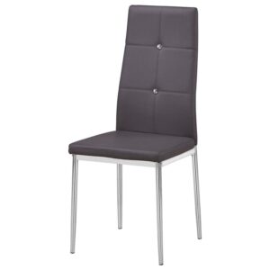 Best Master Trina Bi Cast Leather Dining Side Chair in Gray (Set of 2)