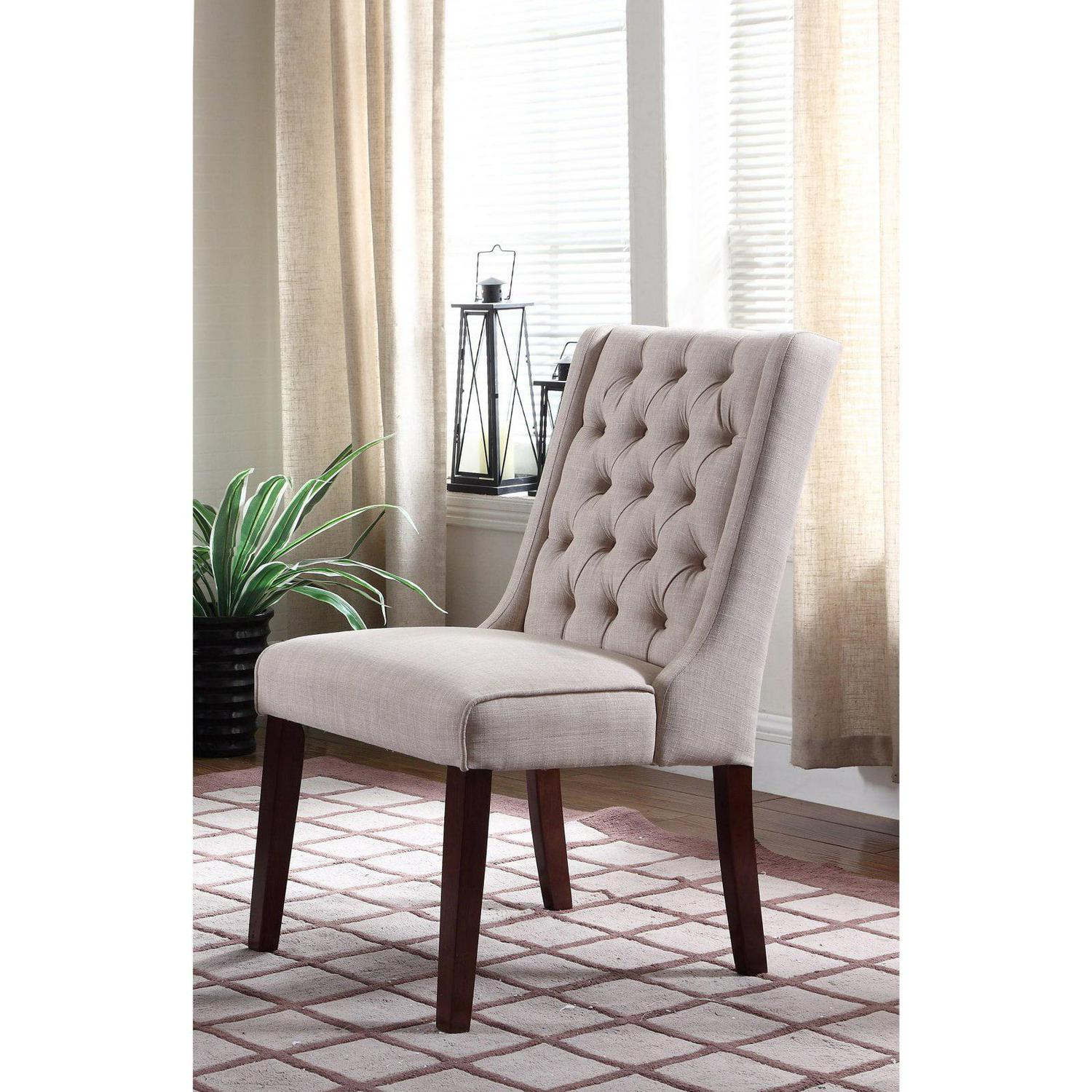 Best Master Newport Tufted Back Wood Dining Side Chair in Beige (Set of 2) - Image 2