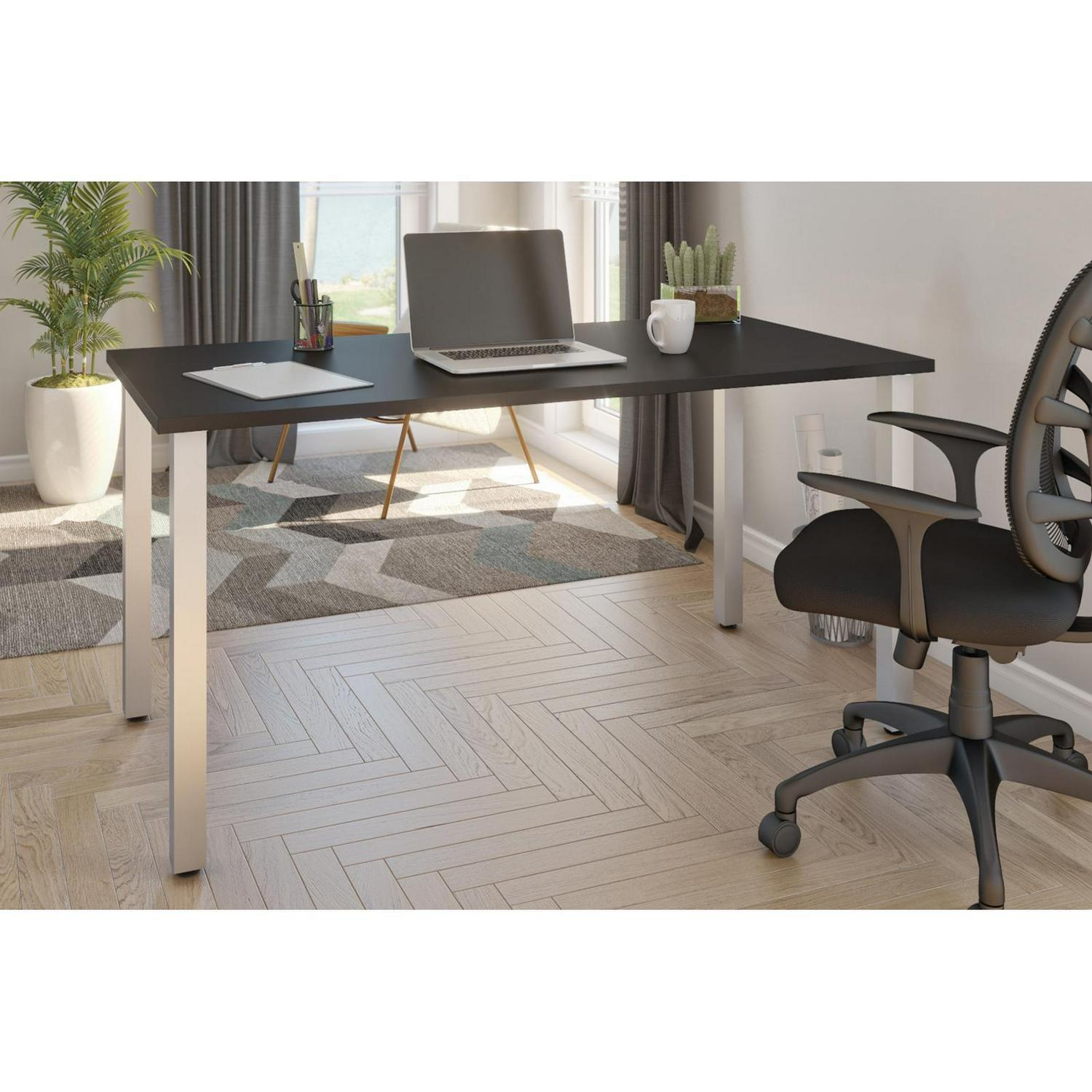 Bestar 30" x 60" Table with square metal legs in Black - Image 11