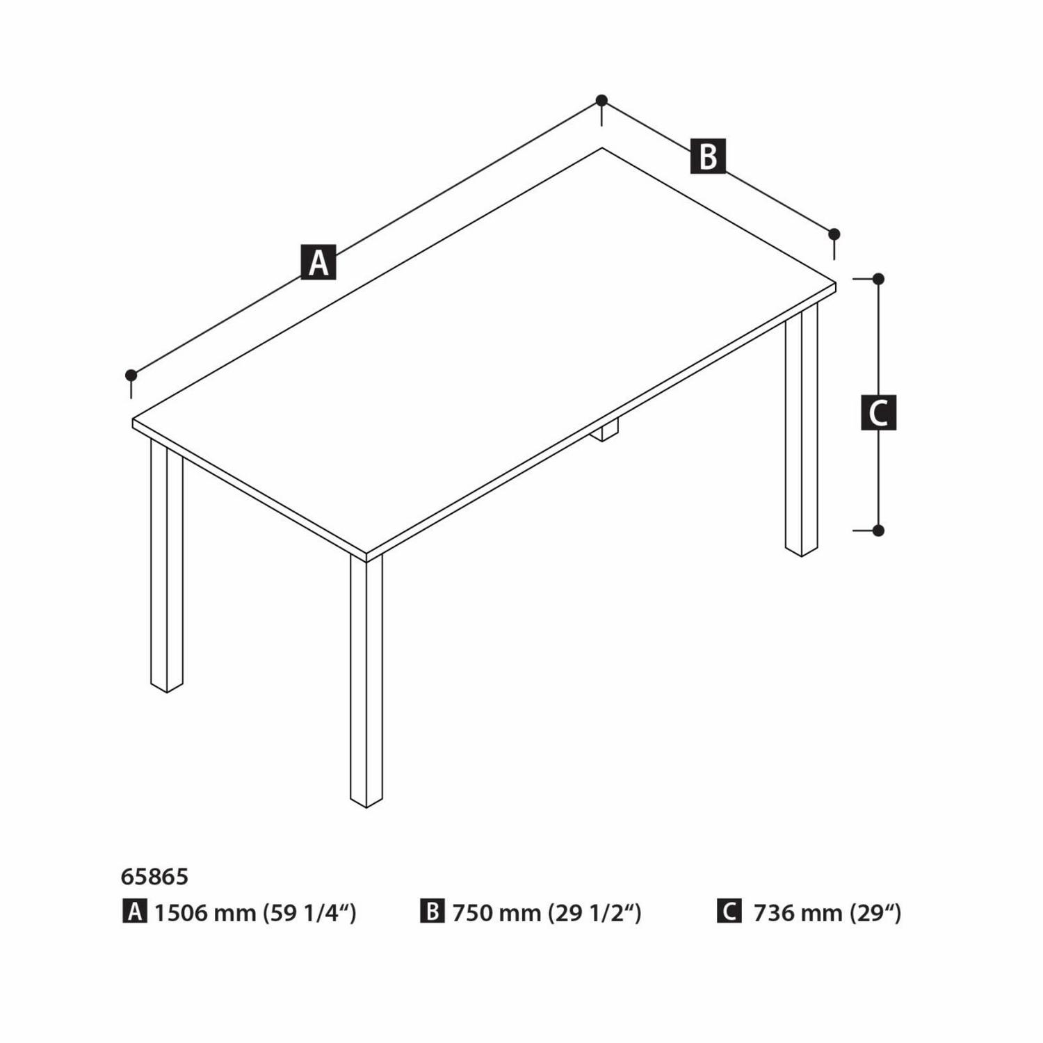 Bestar 30" x 60" Table with square metal legs in Black - Image 9