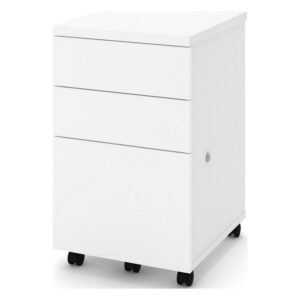 Bestar 3 Drawer Vertical Wood Lockable FileCabinet, White