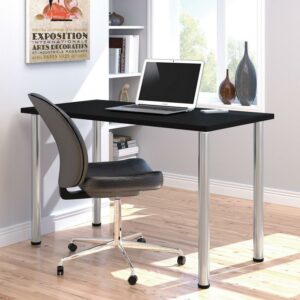 Bestar Table with Round Metal Legs Black