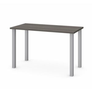 Bestar Universel 48W Table Desk with Square Metal Legs in bark grey