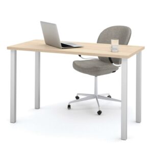 Bestar Work Surface Table with Square Metal Legs [Beige]