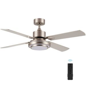 Bestco 52" Crystal Ceiling Fan Light with 5 Blades 6 Speeds Reversible DC Motor Chrome