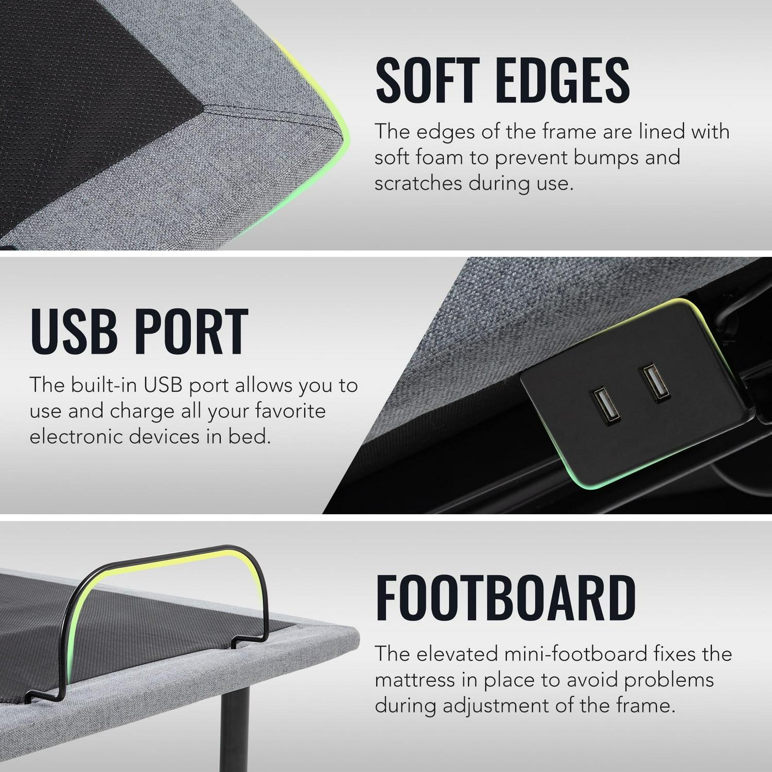 Bestco Motorized Queen Size Bed Frame with Remote Control, USB Ports and Massage - Image 4