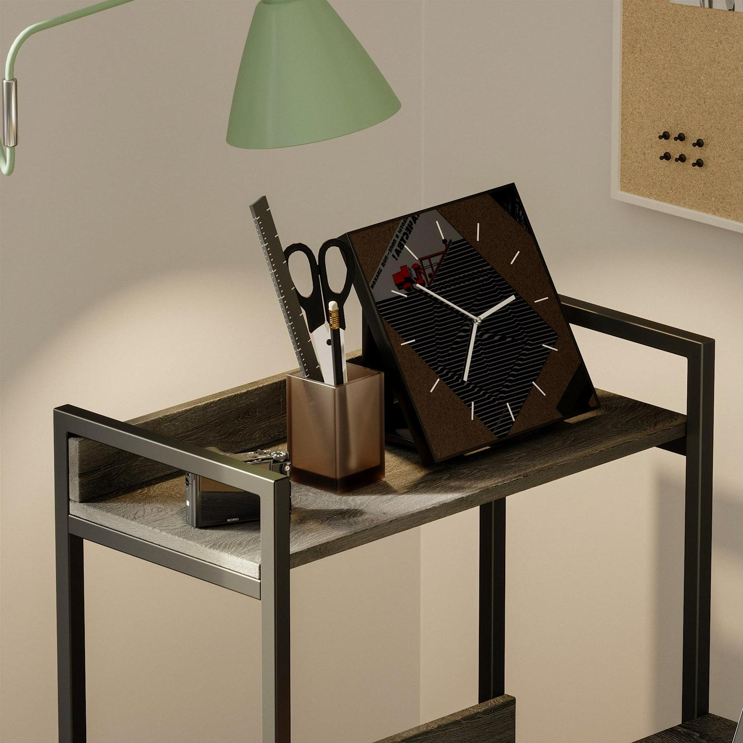 Bestier 47 Inch Computer Desk with Under Desk and Side Storage Shelves in Grey - Image 2