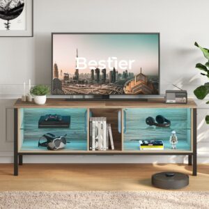 Bestier Modern TV Stand for TVs up to 70 Inch LED Entertainment Center Pinewood