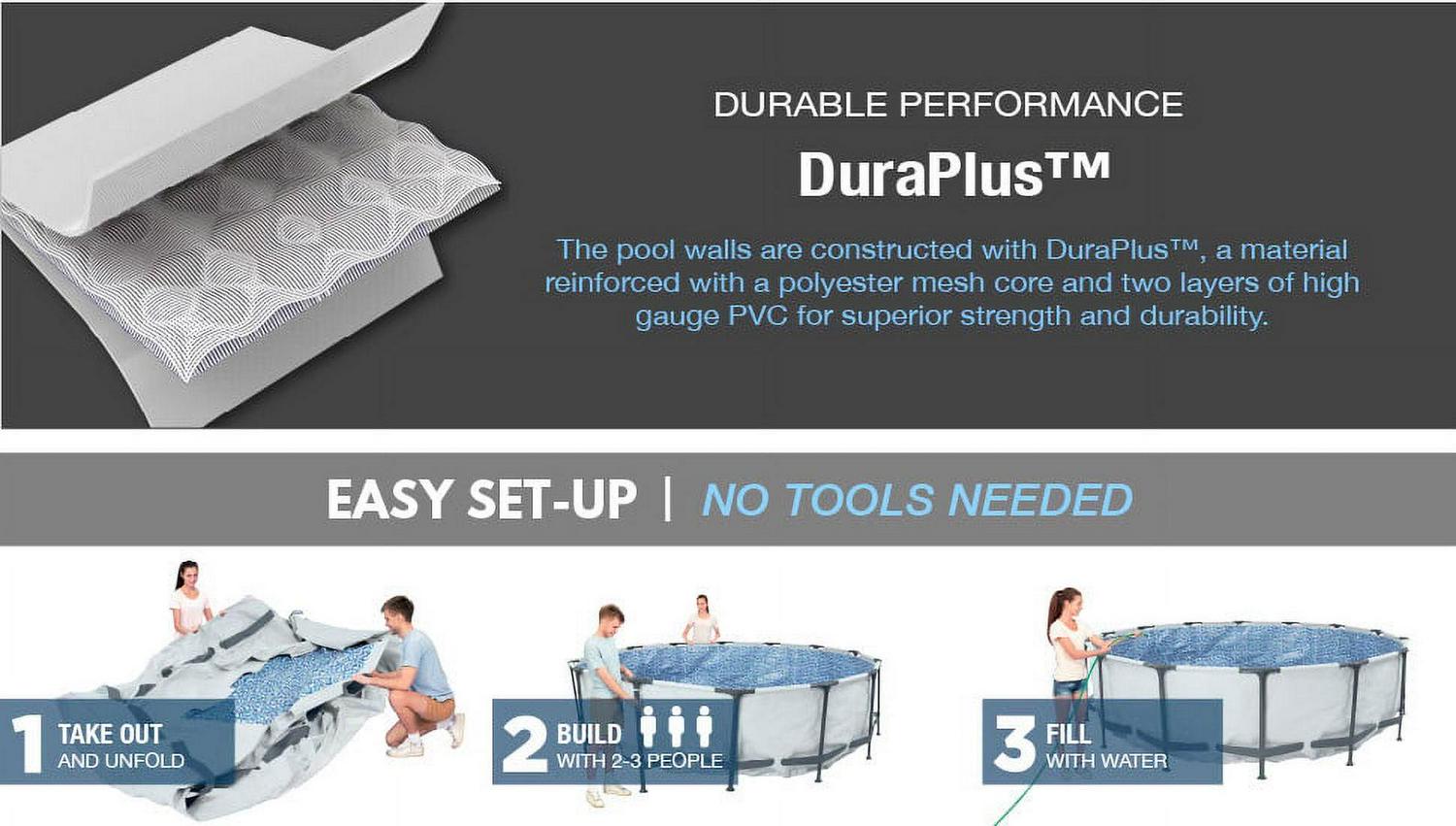 Bestway 12' x 30" Steel Pro Round Frame Above Ground Pool Set with Filter Pump - Image 3