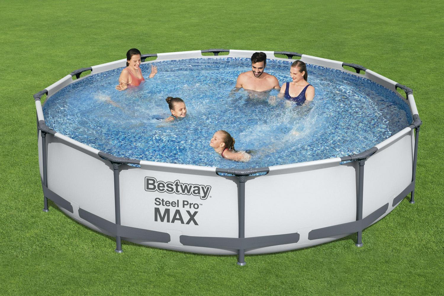 Bestway 12' x 30" Steel Pro Round Frame Above Ground Pool Set with Filter Pump - Image 5