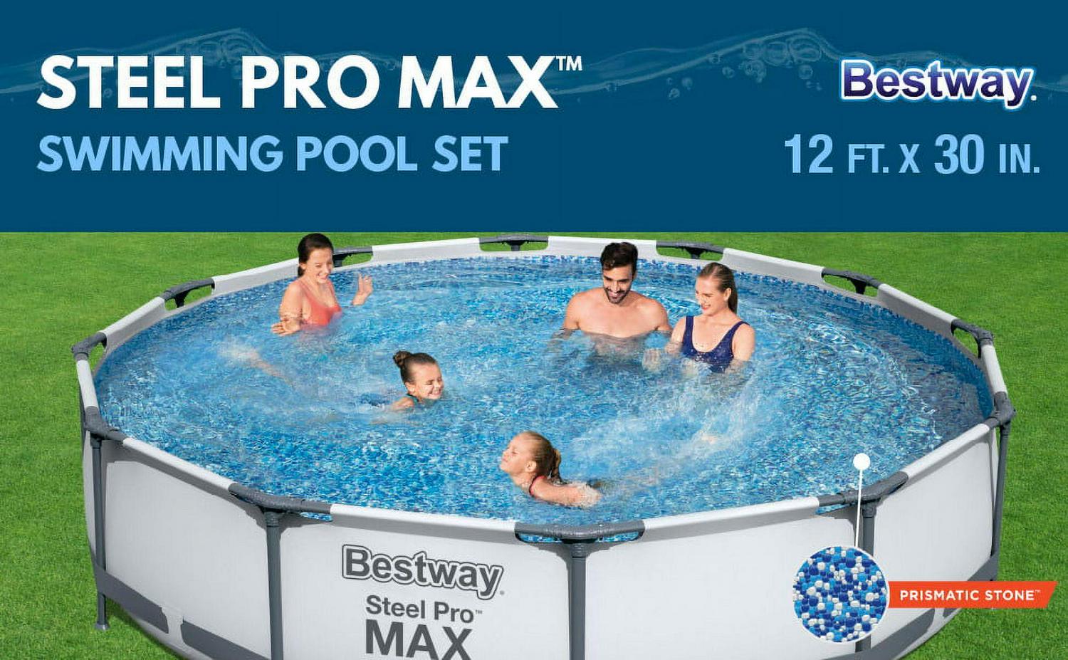 Bestway 12' x 30" Steel Pro Round Frame Above Ground Pool Set with Filter Pump - Image 11