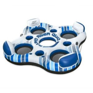 Bestway 43115E 101 Inch Rapid Rider 4 Person Floating Island River Lake Raft
