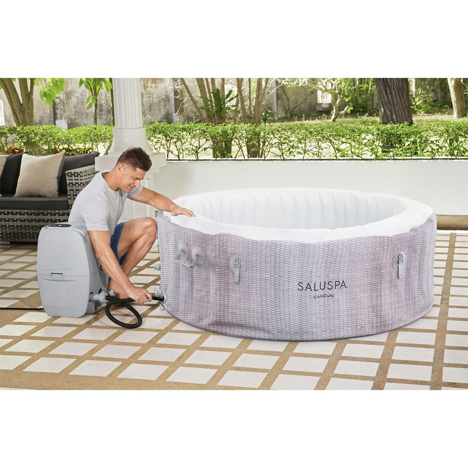 Bestway SaluSpa Cancun AirJet Inflatable Hot Tub with 120 Jets, Gray - Image 8