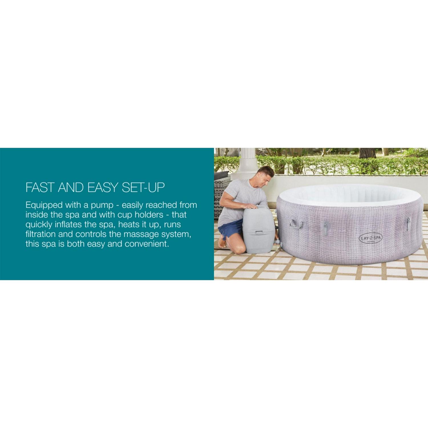 Bestway SaluSpa Cancun AirJet Inflatable Hot Tub with 120 Jets, Gray - Image 6