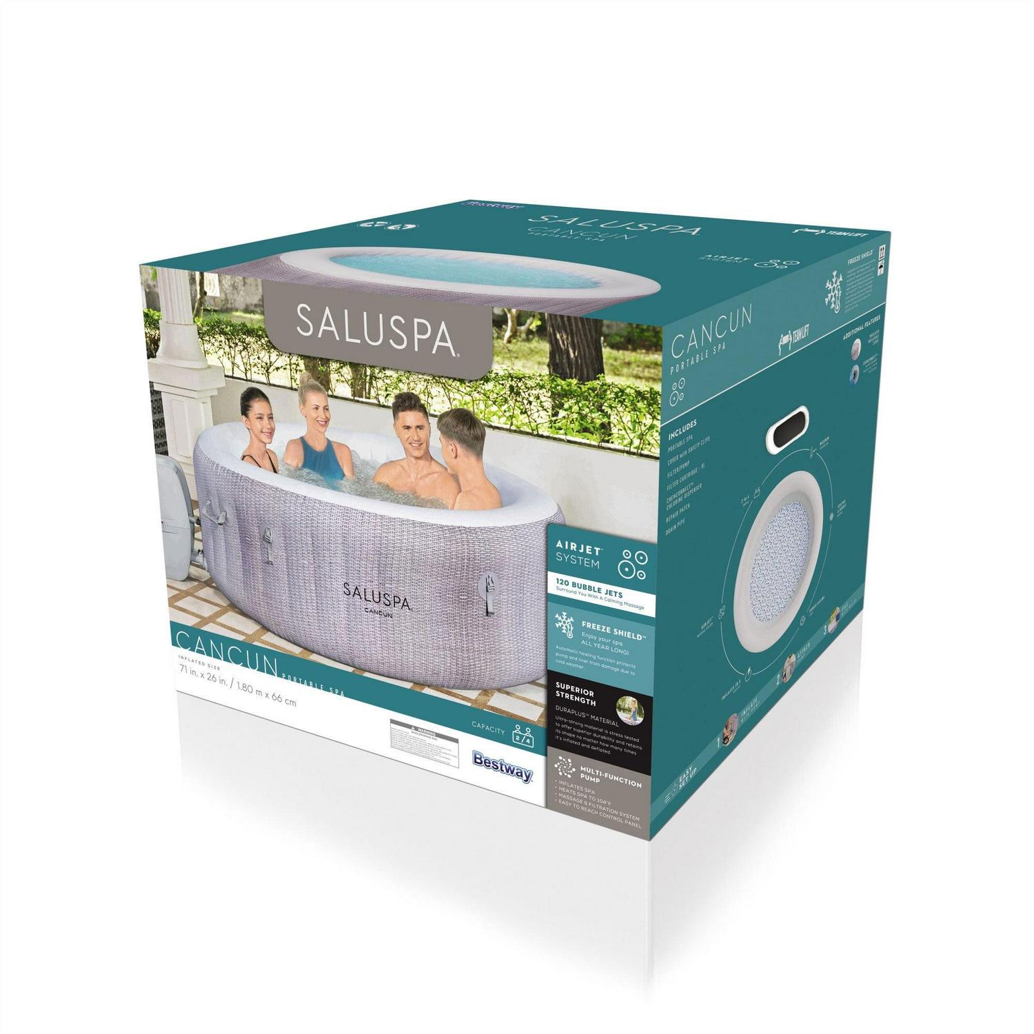 Bestway SaluSpa Cancun AirJet Inflatable Hot Tub with 120 Jets, Gray - Image 12