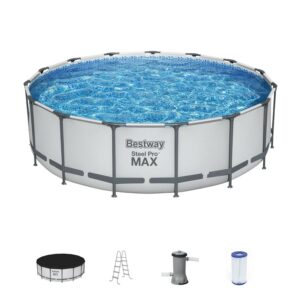 Bestway: Steel Pro MAX 15' X 48" Above Ground Pool Set - 4231 Gallon, Outdoor Family Pool, Corrosion & Puncture Resistant, Includes Filter, Pump, Ladder & Cover