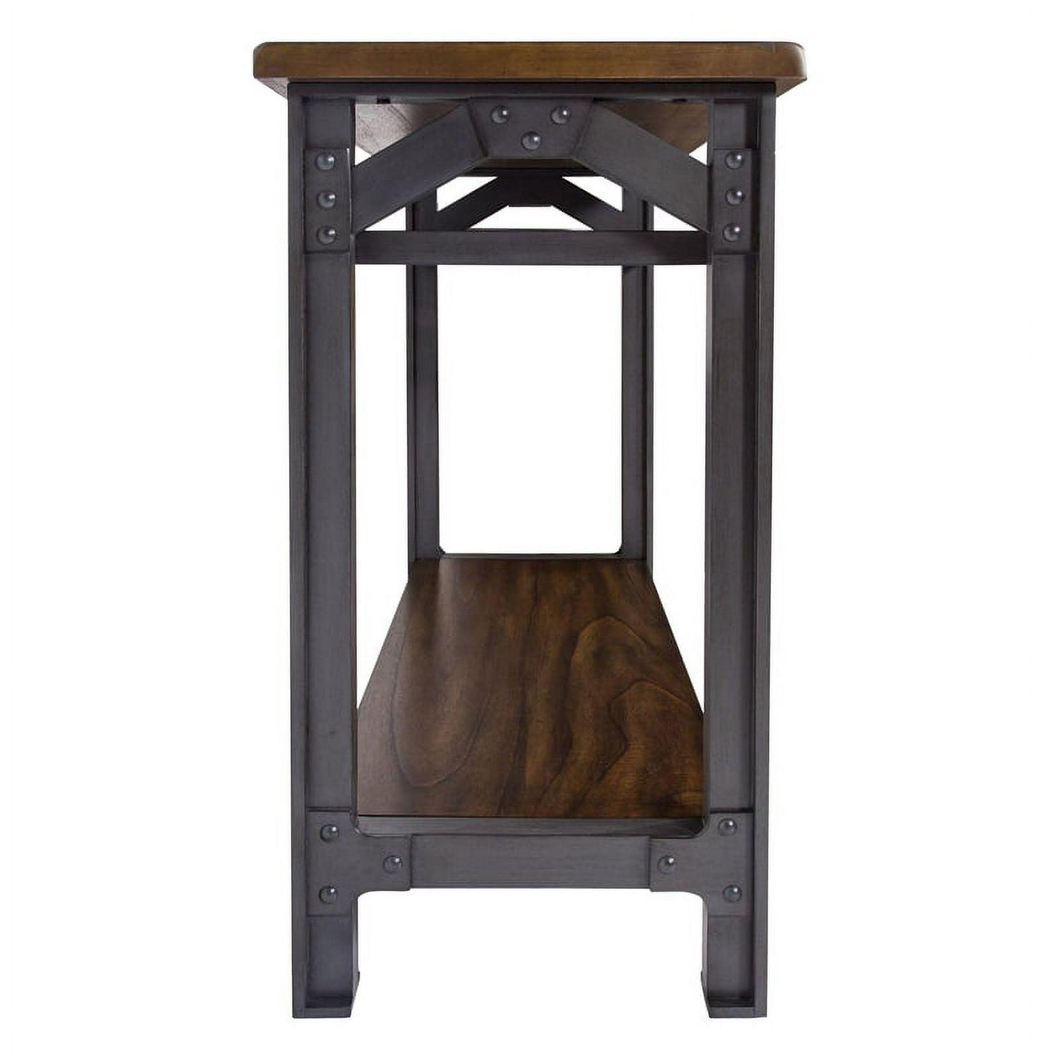 Yosemite Bethel Park Solid Mahogany Wood Console Table in Graphite Gray & Brown - Image 5