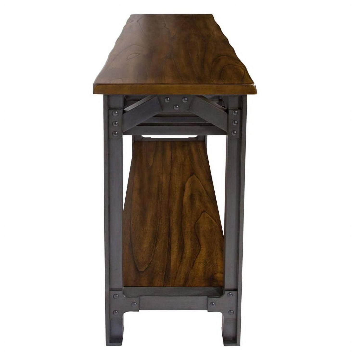 Yosemite Bethel Park Solid Mahogany Wood Console Table in Graphite Gray & Brown - Image 6