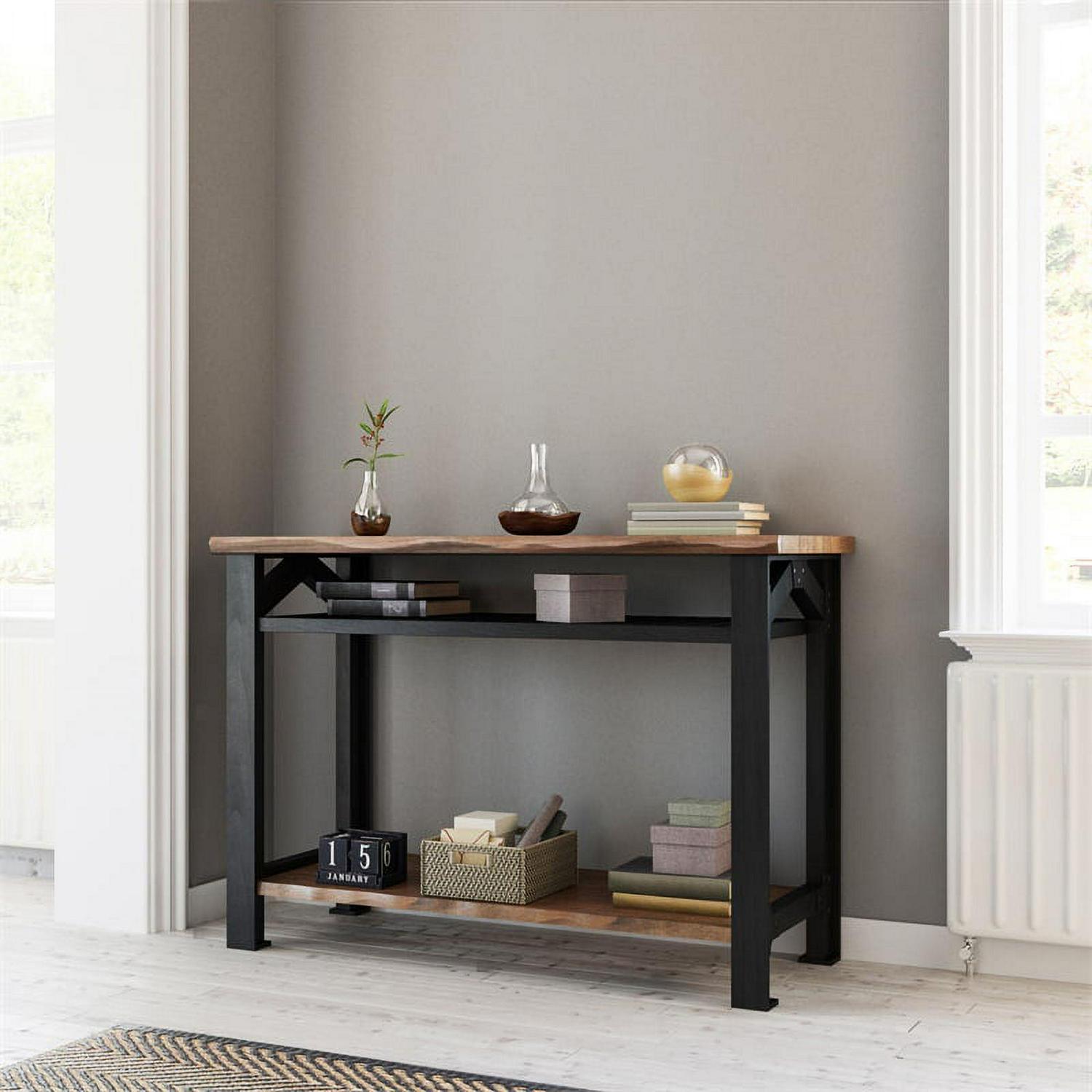 Yosemite Bethel Park Solid Mahogany Wood Console Table in Graphite Gray & Brown - Image 2