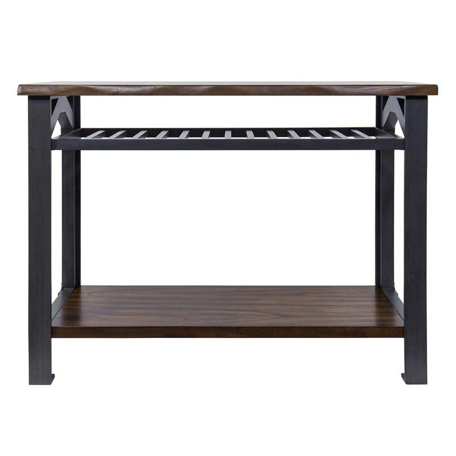 Yosemite Bethel Park Solid Mahogany Wood Console Table in Graphite Gray & Brown - Image 4