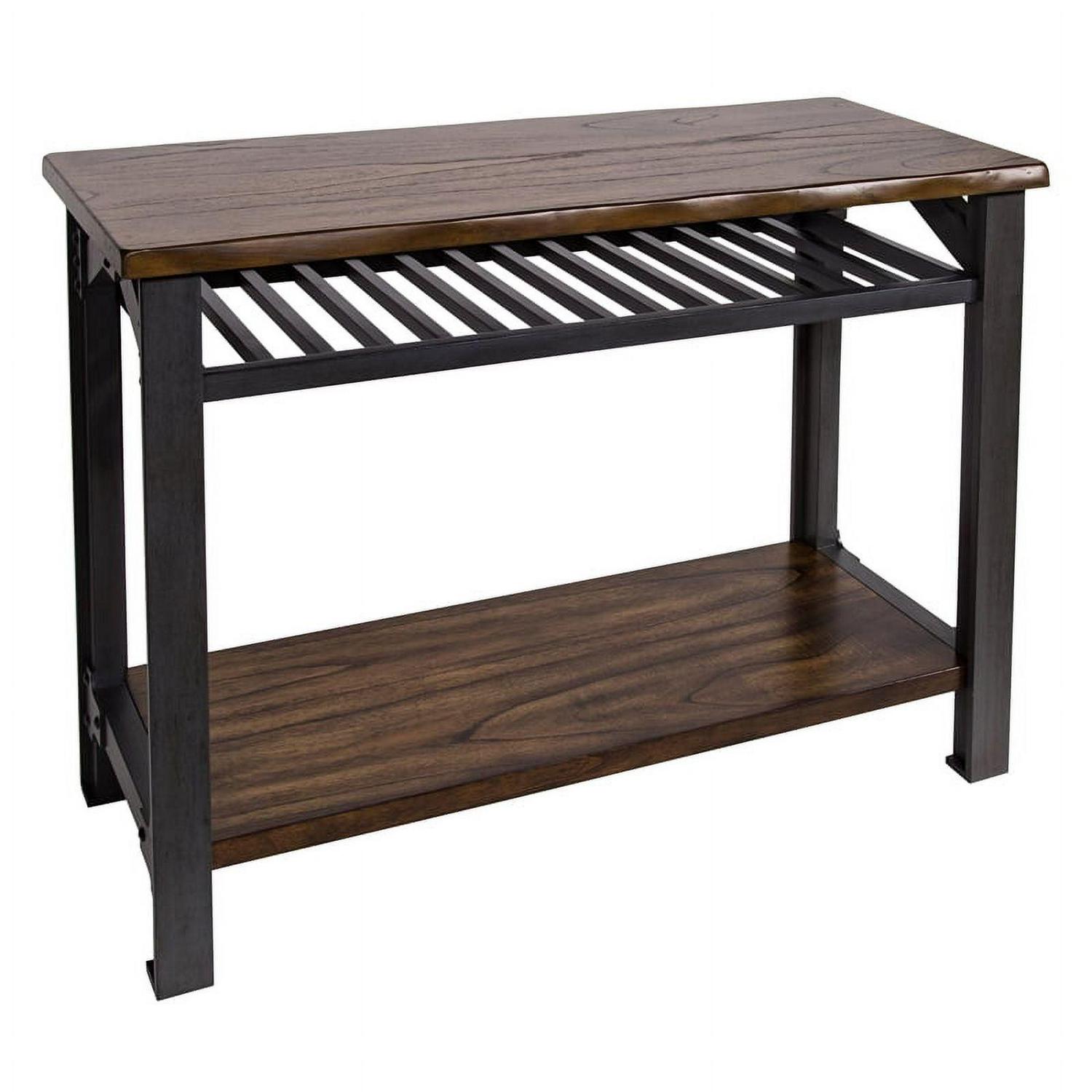 Yosemite Bethel Park Solid Mahogany Wood Console Table in Graphite Gray & Brown - Image 3