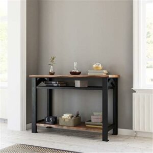Yosemite Bethel Park Solid Mahogany Wood Console Table in Graphite Gray & Brown