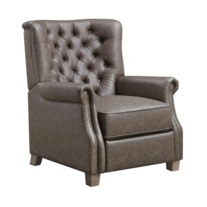 Better Homes & Garden Tufted Push Back Recliner, Brown Faux Leather Upholstery