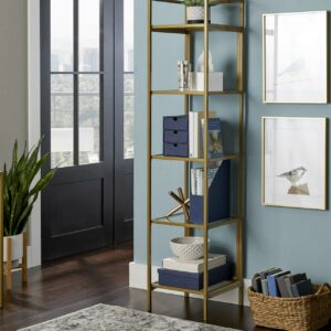 Better Homes & Gardens Nola Narrow Bookcase, Gold Finish