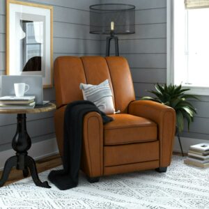 Better Homes & Gardens Vertical Channel Pushback Recliner Chair, Camel Faux Leather