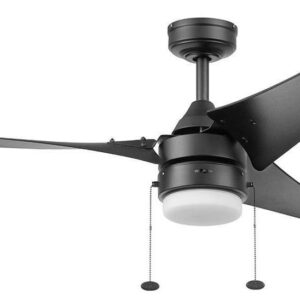 Better Homes & Gardens 56” Black Indoor/Outdoor Ceiling Fan with 3 Blades, Light Kit, Pull Chains & Reverse Airflow