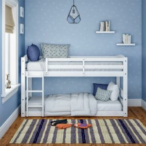 Better Homes and Gardens Tristan Twin-over-Twin Convertible Floor Bunk Bed, White