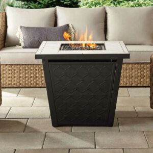 Better Homes & Gardens River Oaks 30” Square Tile Top Gas Fire Pit Table with 50,000 BTU