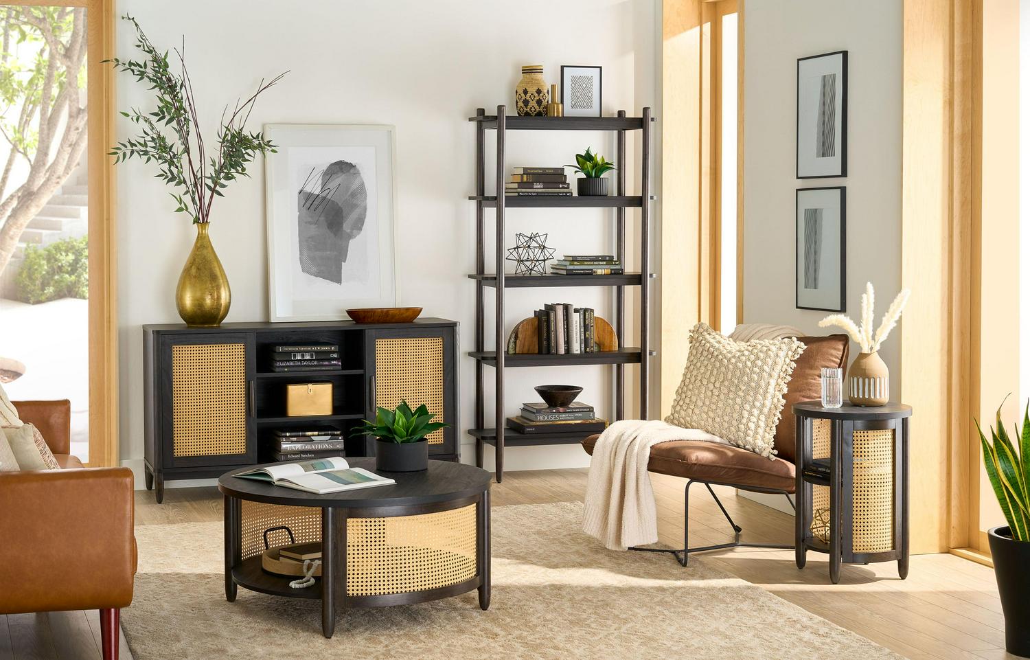 Better Homes & Gardens Springwood Caning Coffee Table, Charcoal Finish - Image 6