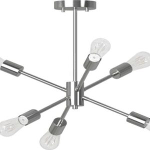 Better Homes & Gardens 6 Lights Semi-Flush Mount, Satin Nickel, Bulb Not Included