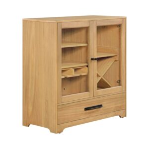 Better Homes & Gardens Aster Bar Cabinet with Drawer, Solid Wood Frame, Natural Oak Finish, by Dave & Jenny Marrs