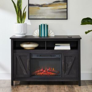 Better Homes & Gardens Modern Farmhouse Fireplace TV Stand for TVs up to 50", Black