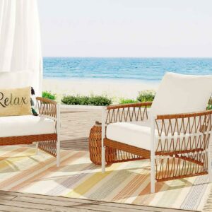 Better Homes & Gardens Lilah 2-Pack Outdoor Wicker Lounge Chair, White