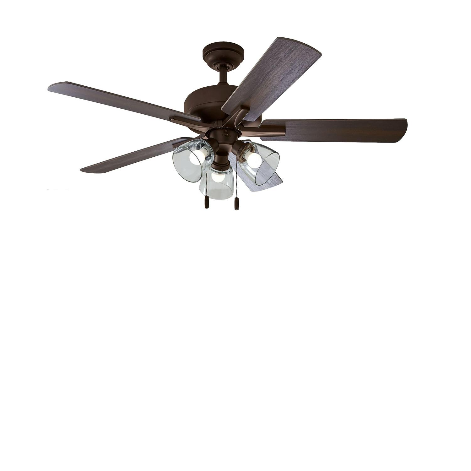 Better Homes & Gardens 52" Bronze Transitional Ceiling Fan, 5 Reversible Blades, 3 LED Bulbs Included