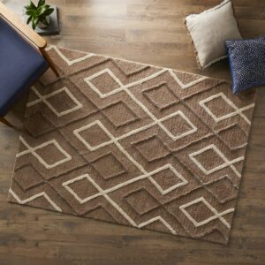 Better Homes & Gardens Diamond Shag Area Rug, Brown, 5'x7'