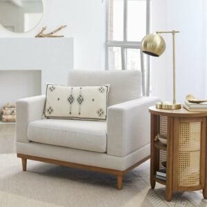 Better Homes & Gardens Springwood Wood Frame Accent Chair, Cream Linen