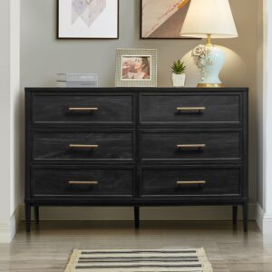 Better Homes and Gardens Oaklee 6-Drawer Dresser for Bedroom, Charcoal Finish